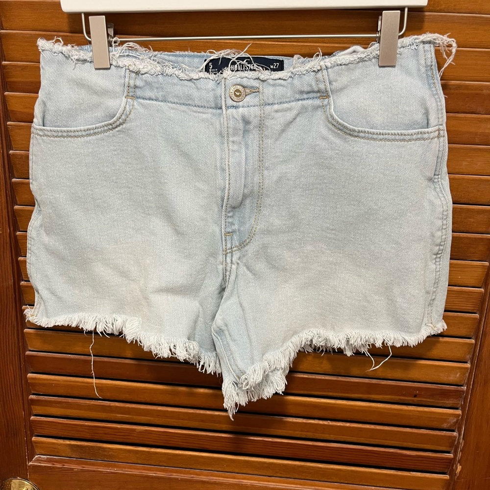 Hollister Light Blue Frayed Jean Shorts